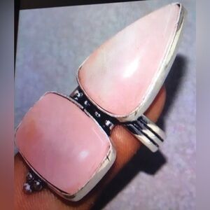 Rose Quartz Stamped 925 Sterling Silver Ring